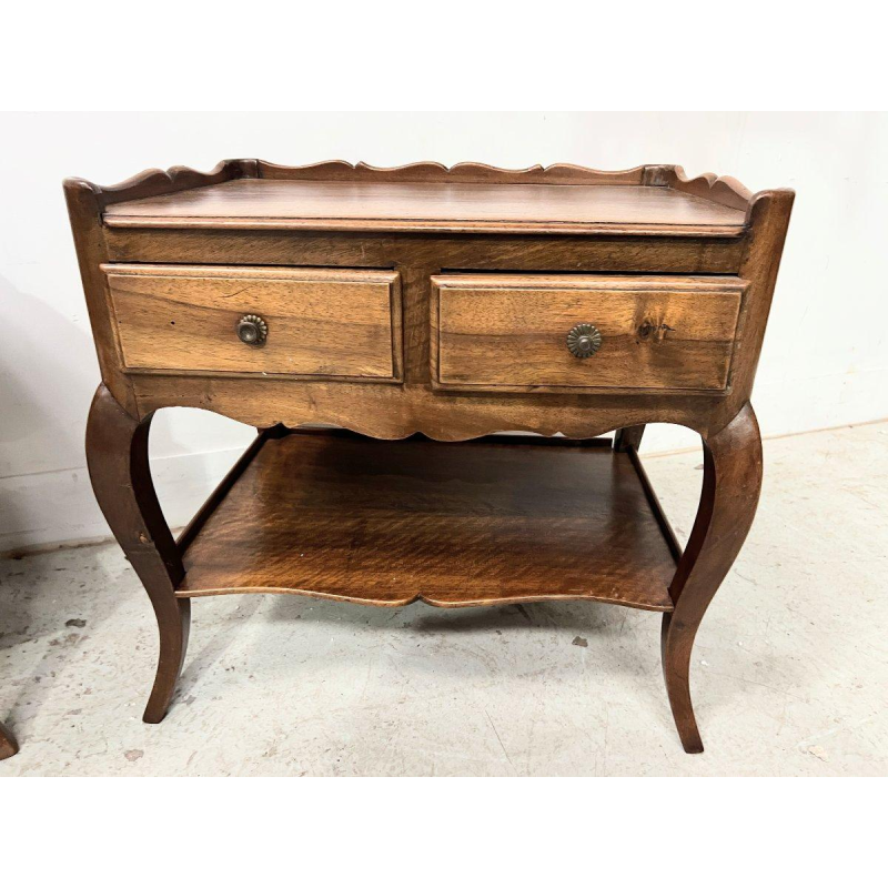 Pair of Louis XV style bedside tables in solid walnut, 20th century