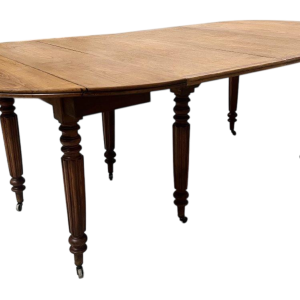 Six-legged Louis Philippe style dining table, solid cherry wood, 19th century
