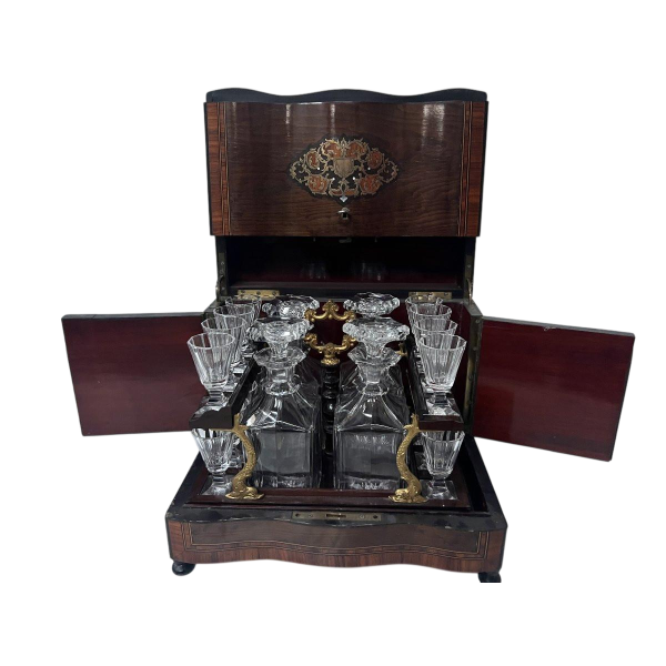 Complete Boulle liquor cabinet, Napoleon III marquetry box, 19th century