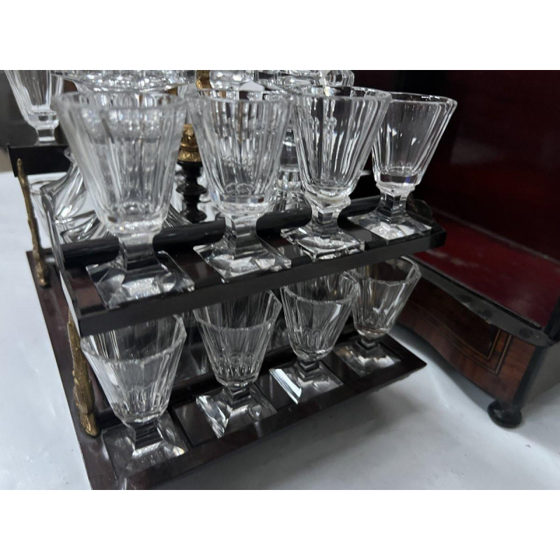 Cave à liqueur complète Boulle coffret Napoléon III boite marqueterie XIX siècle