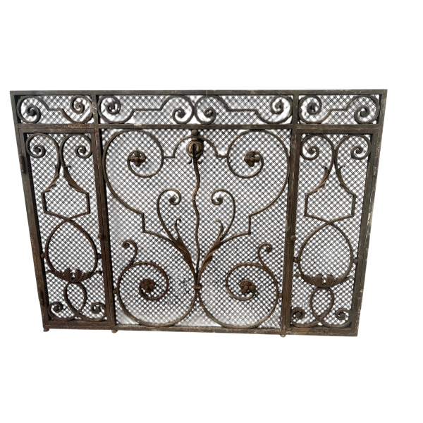 Hammered wrought iron gate, decorated with scrolls, flowers and foliage, 20th century
