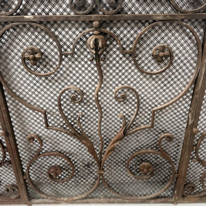 Hammered wrought iron gate, decorated with scrolls, flowers and foliage, 20th century