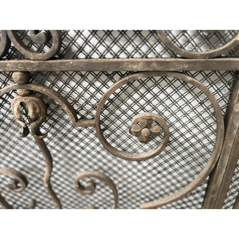 Hammered wrought iron gate, decorated with scrolls, flowers and foliage, 20th century