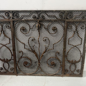 Hammered wrought iron gate, decorated with scrolls, flowers and foliage, 20th century