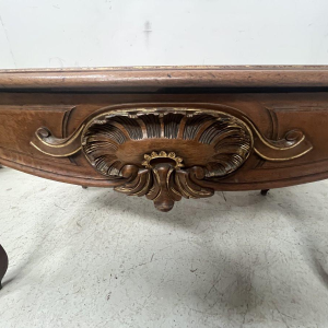 Louis XV style desk in solid walnut with gold highlights, 19th century