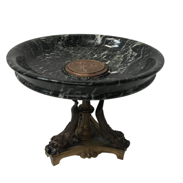 Bronze and sea-green marble trinket tray, 19th century