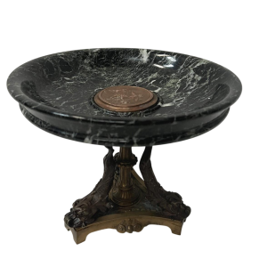 Sieradenbakje van brons en zeegroen marmer, 19e eeuw