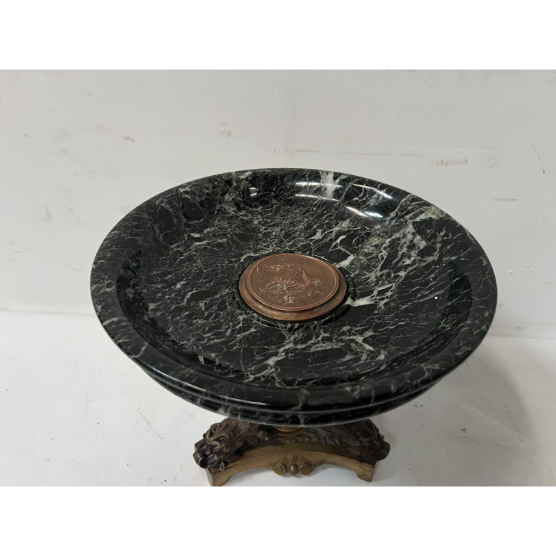 Bronze and sea-green marble trinket tray, 19th century