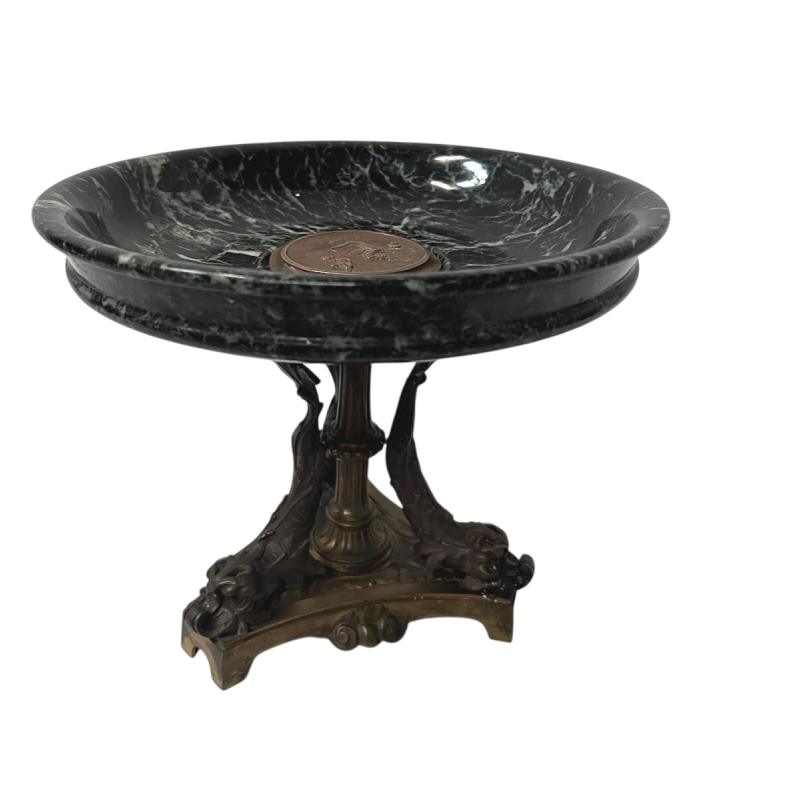 Sieradenbakje van brons en zeegroen marmer, 19e eeuw