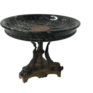 Bronze and sea-green marble trinket tray, 19th century
