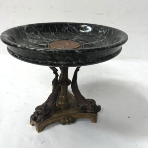 Bronze and sea-green marble trinket tray, 19th century