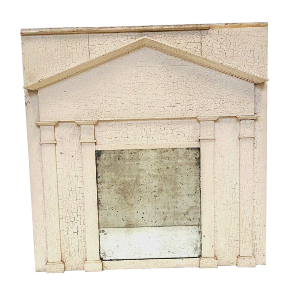 Empire-style wooden mirror with columns and capitals, crackled patina, 19th century