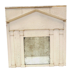 Miroir Empire en bois, colonnes chapiteau, patine craquelée, XIX siècle