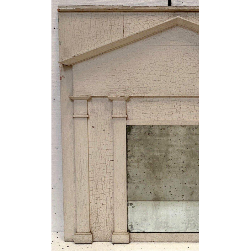 Empire-style wooden mirror with columns and capitals, crackled patina, 19th century