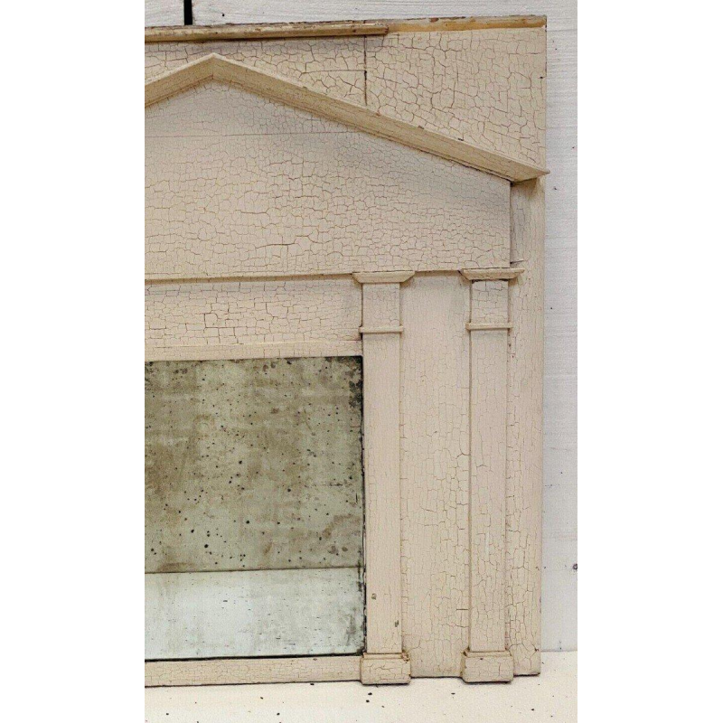 Miroir Empire en bois, colonnes chapiteau, patine craquelée, XIX siècle