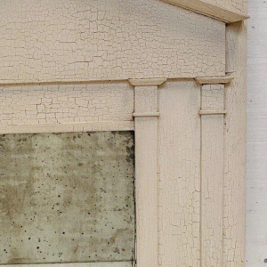 Empire-style wooden mirror with columns and capitals, crackled patina, 19th century