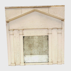 Empire-style wooden mirror with columns and capitals, crackled patina, 19th century