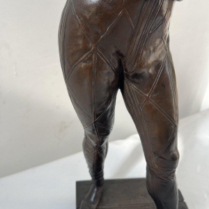 Marcel Debut " L'Arlequin Musicien " sculpture en bronze à patine brune, ca 1900