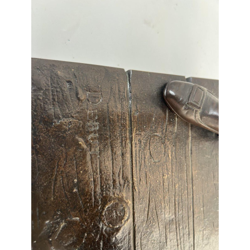 Marcel Debut "The Musician Harlequin" bronze sculpture with brown patina, ca. 1900