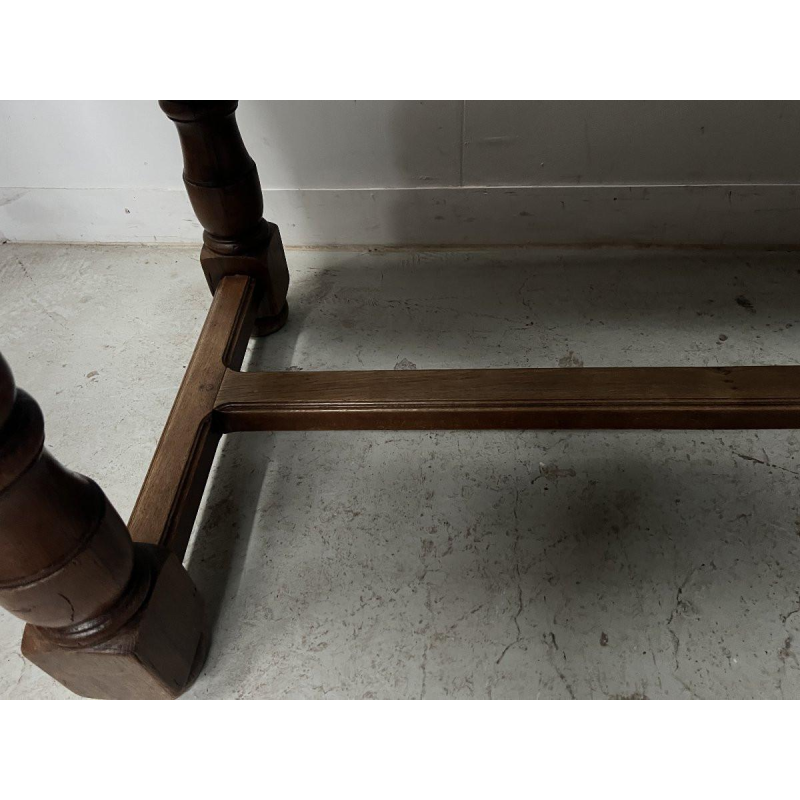 Large farmhouse table with baluster legs and a drawer, solid beech, 19th century