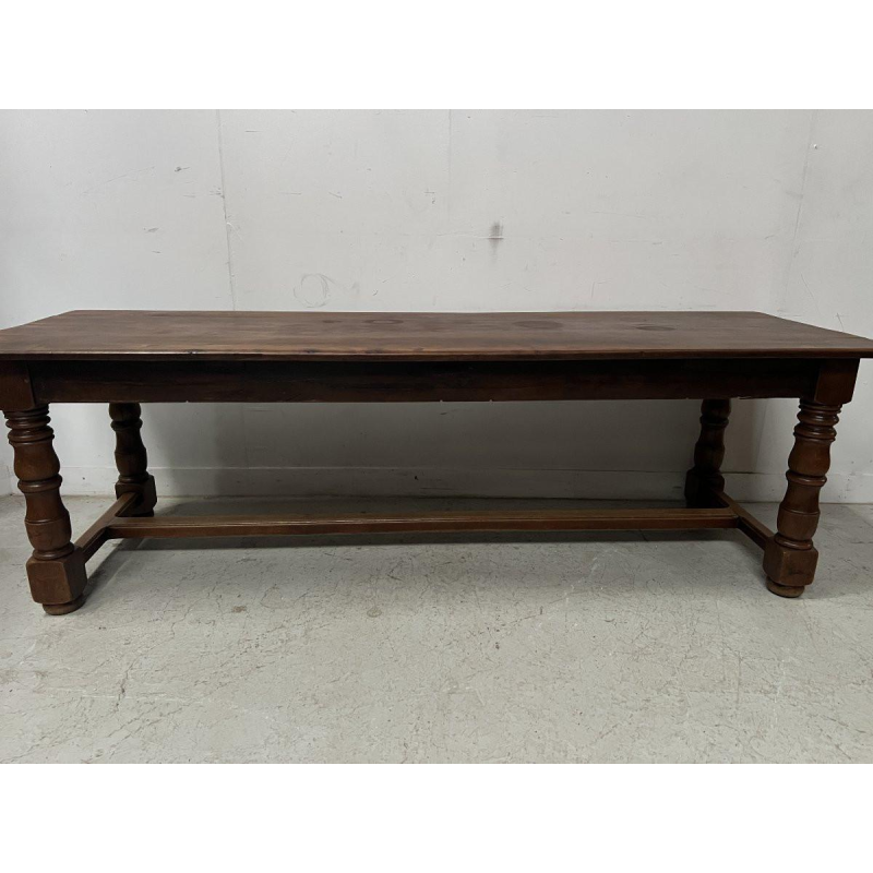 Large farmhouse table with baluster legs and a drawer, solid beech, 19th century