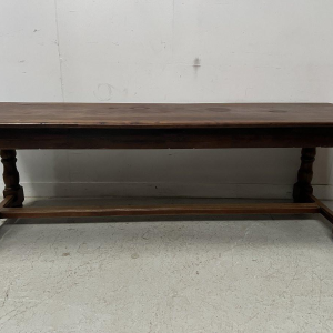 Large farmhouse table with baluster legs and a drawer, solid beech, 19th century
