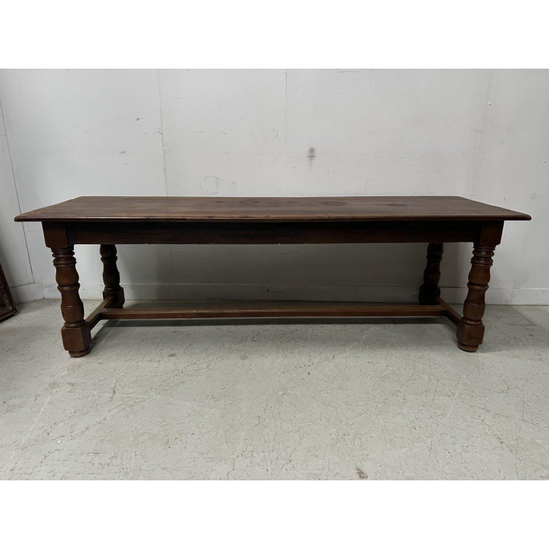 Large farmhouse table with baluster legs and a drawer, solid beech, 19th century