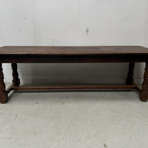 Large farmhouse table with baluster legs and a drawer, solid beech, 19th century
