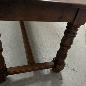 Large farmhouse table with baluster legs and a drawer, solid beech, 19th century