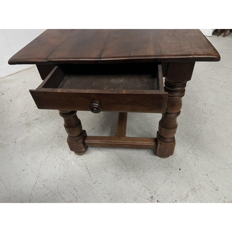 Large farmhouse table with baluster legs and a drawer, solid beech, 19th century