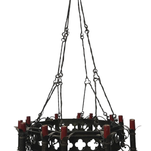 20th century Renaissance-style hammered wrought iron chandelier