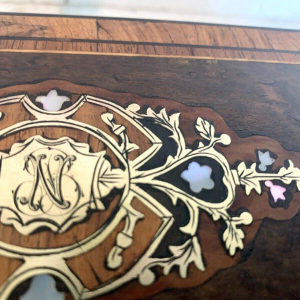 Boulle marquetry jewelry box, Napoleon III period, walnut burl and rosewood, 19th century