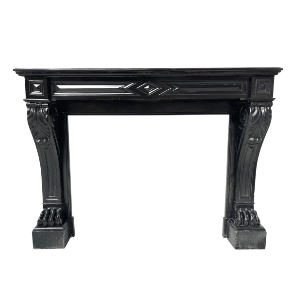 Napoleon III fireplace with claw feet in black marble, 19th century
