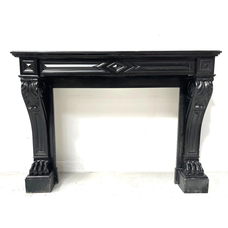 Napoleon III fireplace with claw feet in black marble, 19th century