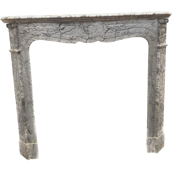 Cheminée de style Louis XV, model Pompadour, marbre bleu Turquin, XXe s