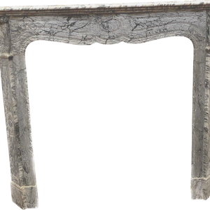 Louis XV style fireplace, Pompadour model, blue Turquin marble, 20th century