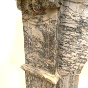 Louis XV style fireplace, Pompadour model, blue Turquin marble, 20th century