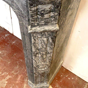 Louis XV style fireplace, Pompadour model, blue Turquin marble, 20th century