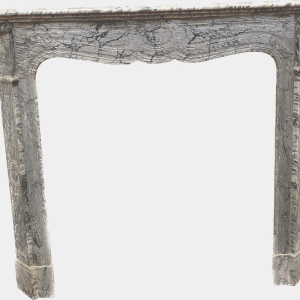 Louis XV style fireplace, Pompadour model, blue Turquin marble, 20th century