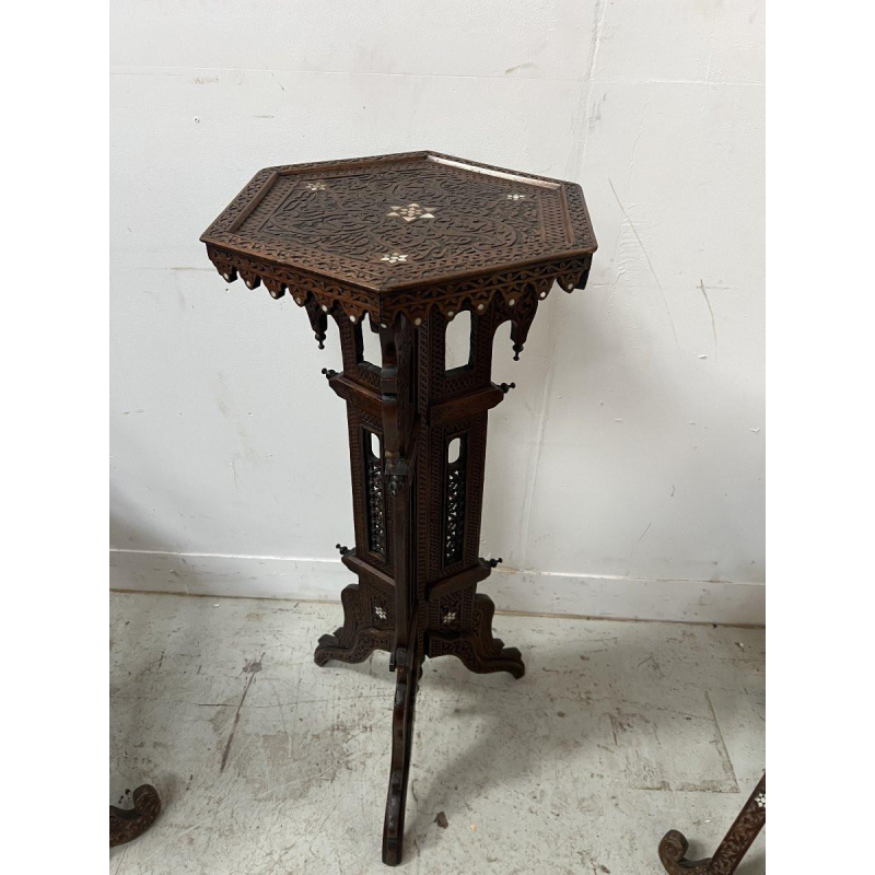 Syrian-style carved wooden living room furniture, 19th century