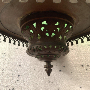 Lanterne de vestibule en bronze et laiton patiné, XXe siècle