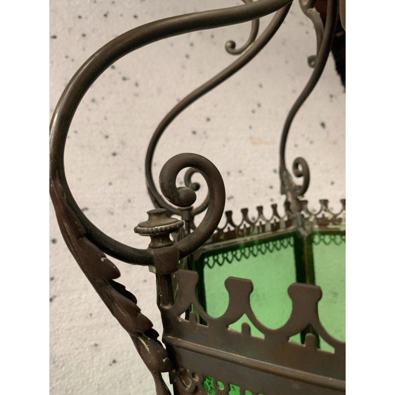 Bronze and patinated brass vestibule lantern, 20th century