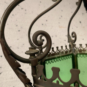 Bronze and patinated brass vestibule lantern, 20th century