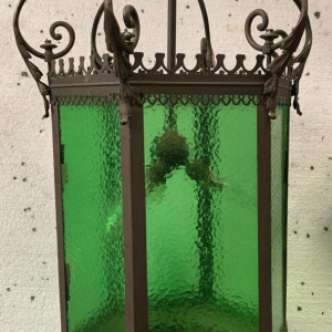 Lanterne de vestibule en bronze et laiton patiné, XXe siècle