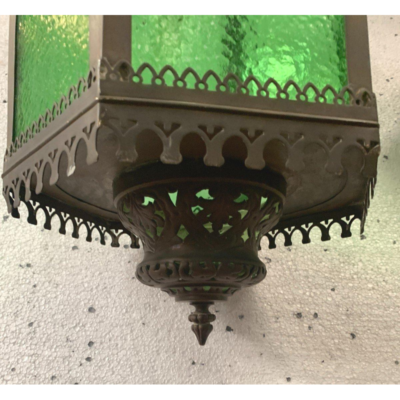 Lanterne de vestibule en bronze et laiton patiné, XXe siècle