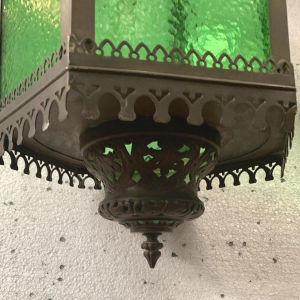 Lanterne de vestibule en bronze et laiton patiné, XXe siècle