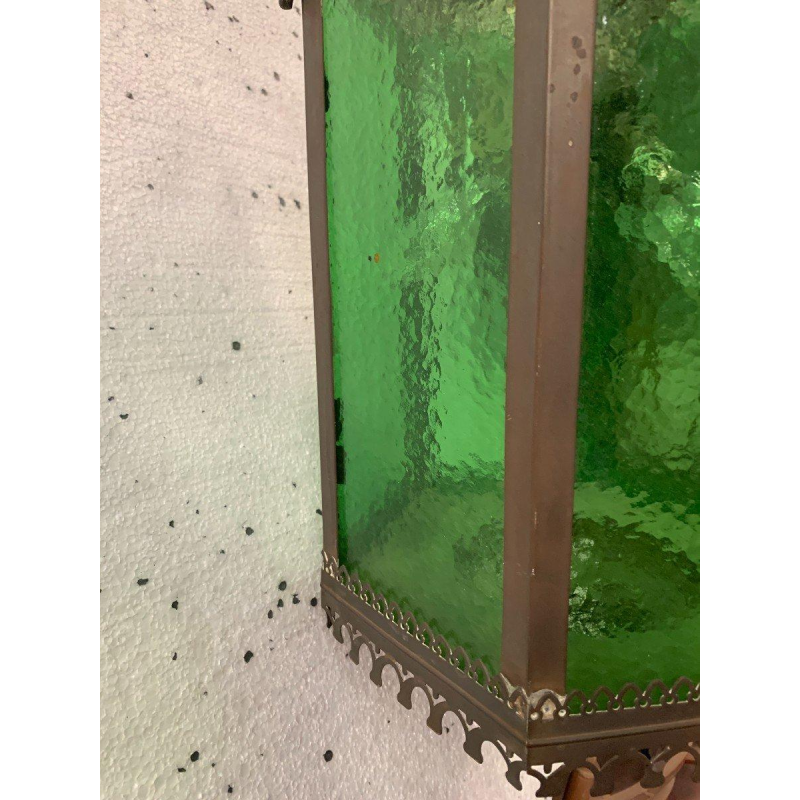 Lanterne de vestibule en bronze et laiton patiné, XXe siècle