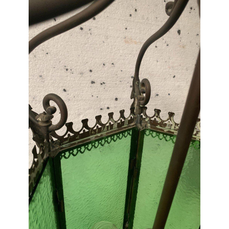 Bronze and patinated brass vestibule lantern, 20th century