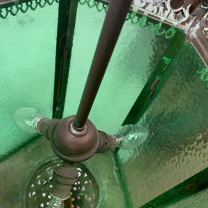 Lanterne de vestibule en bronze et laiton patiné, XXe siècle