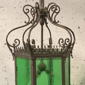 Bronze and patinated brass vestibule lantern, 20th century